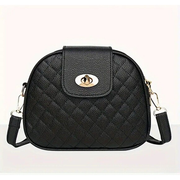 Handbags - Black with gold latch crossbody shoulder purse